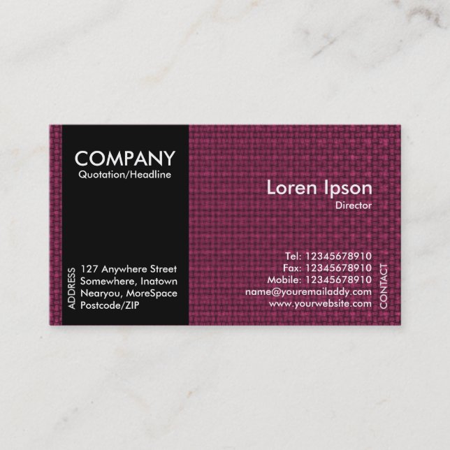 Black SideBand - Crimson Fabric Texture Business Card (Front)