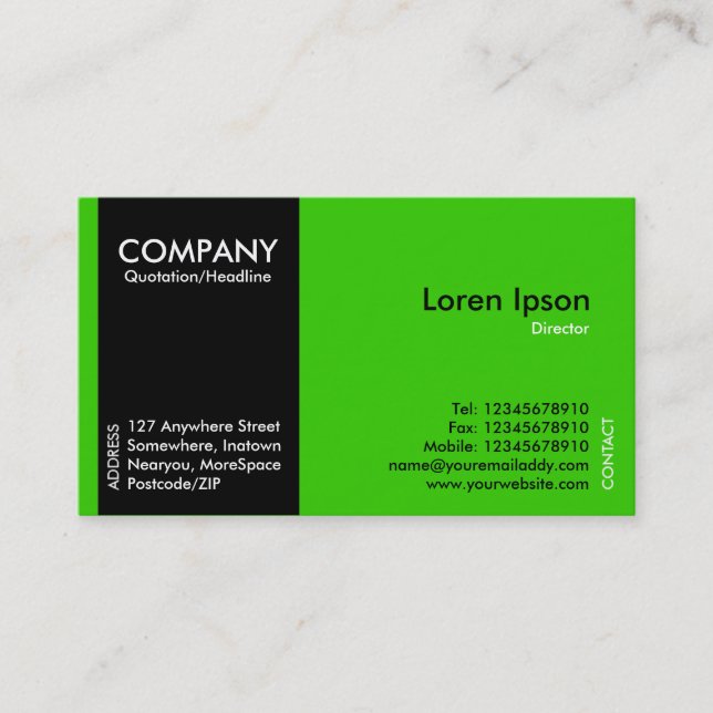Black SideBand - Green (33CC00) Business Card (Front)