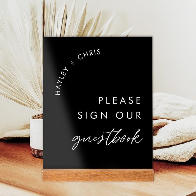 Black Sign Our Guestbook Wedding Acrylic Sign (Creator Uploaded)