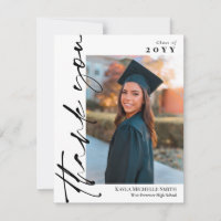Black Signature Script Photo Graduation Thank You