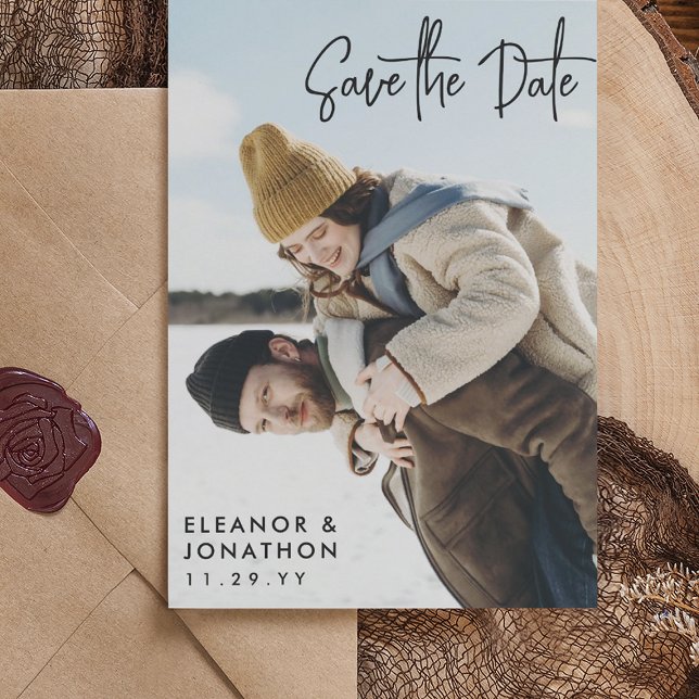 Black Signature Script Photo Save the Date (Creator Uploaded)