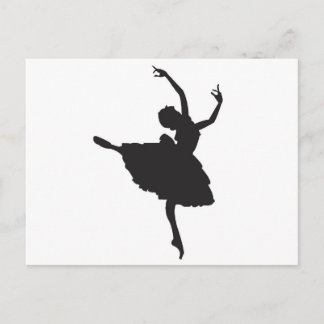 Black Silhouette Ballet Dancer Postcard