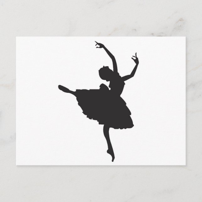 Black Silhouette Ballet Dancer Postcard (Front)