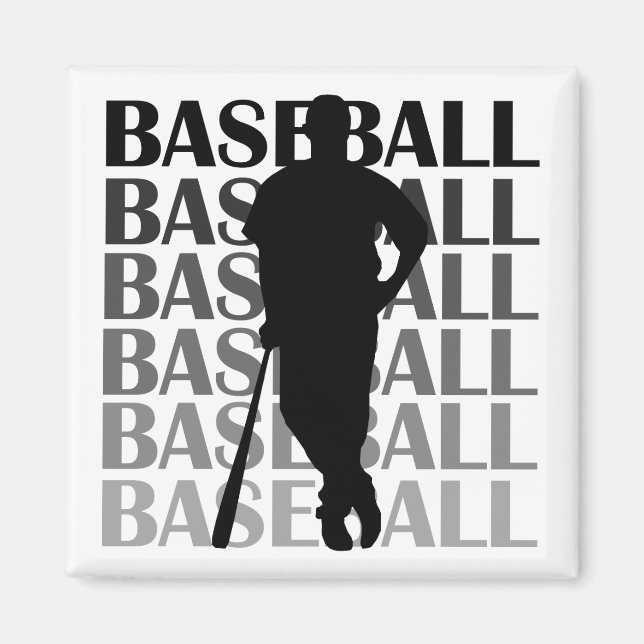 Black Silhouette Baseball Player T-shirts and Gift Magnet (Front)