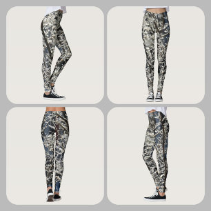 Black Silhouette Branches Gray Sky Leggings