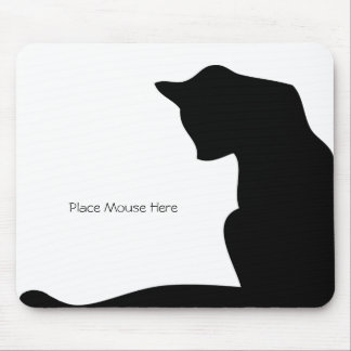 Black Silhouette Cat - Place Mouse Here Pad