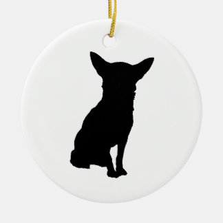 BLACK SILHOUETTE CHIHUAHUA CERAMIC TREE DECORATION