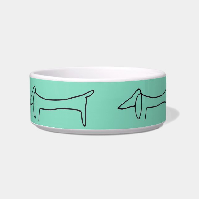 Black Silhouette Dachshund Dog Bowl (Front)