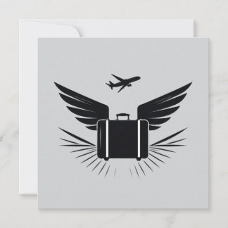 Black silhouette design of a travel suitcase invitation