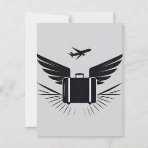 Black silhouette design of a travel suitcase  postcard