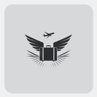Black silhouette design of a travel suitcase  square sticker
