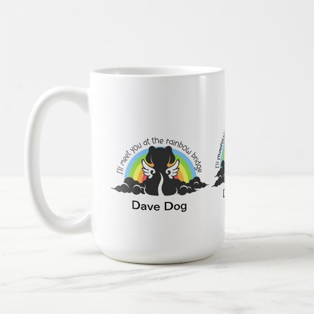 Black Silhouette Dog Rainbow Bridge Pet Memorial W Coffee Mug (Left)