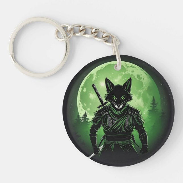 Black Silhouette Fox Key Ring (Front)