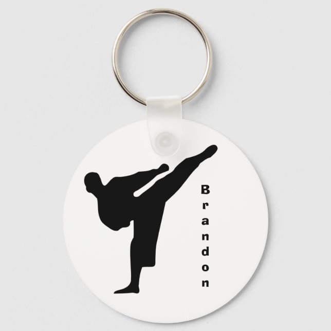 Black Silhouette Karate Keychain (Front)