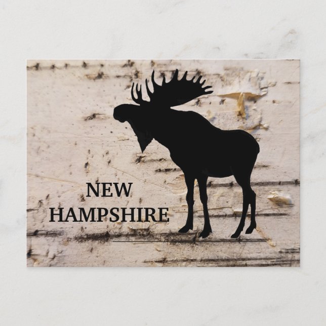 Black silhouette moose on birch bark  postcard (Front)