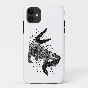Black Silhouette Of a Crocodile iPhone 11 Case