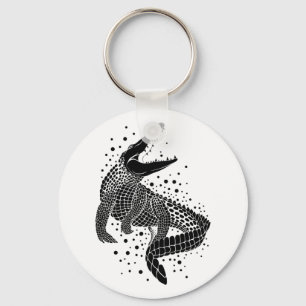 Black Silhouette Of a Crocodile Key Ring