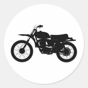 Black silhouette of bike - Choose background color Classic Round Sticker