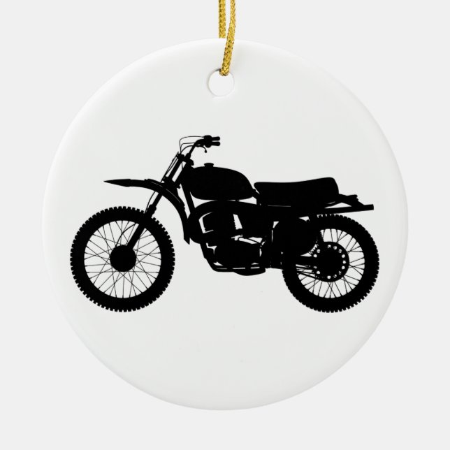 Black silhouette of bike - Choose background colou Ceramic Ornament (Front)