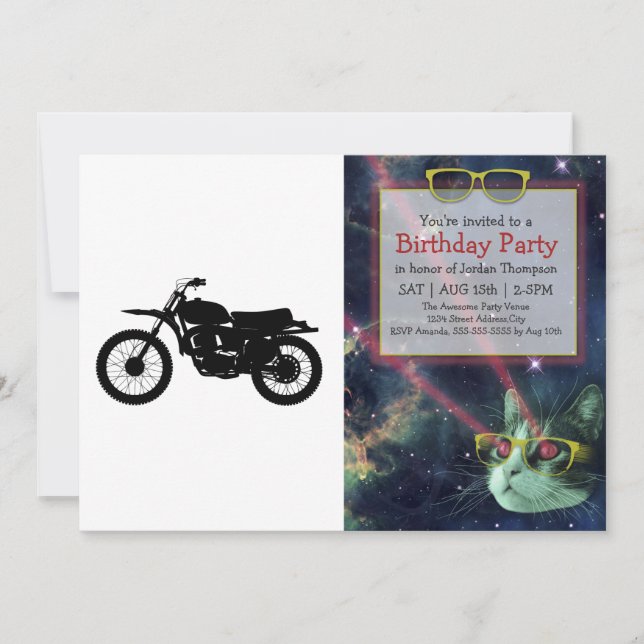 Black silhouette of bike - Choose background colou Invitation (Front)