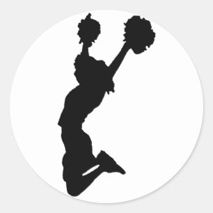 Black Silhouette of Cheerleader Classic Round Sticker