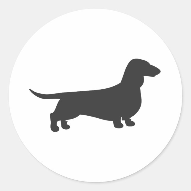 Black silhouette of dachshund classic round sticker (Front)