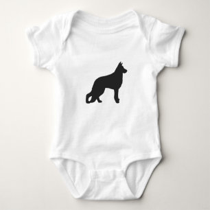 Black silhouette of German Shepherd dog Baby Bodysuit