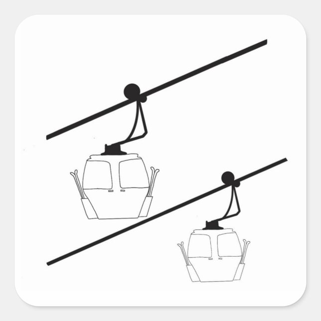 Black silhouette of gondolas  square sticker (Front)