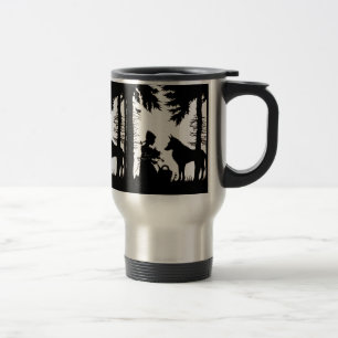 Black Silhouette Red Riding Hood Wolf Woods Travel Mug