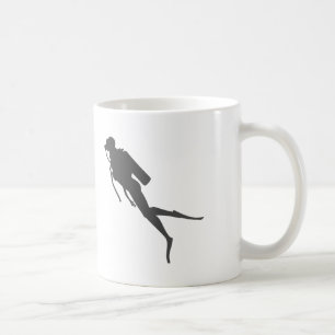 Black silhouette scuba divers coffee mug
