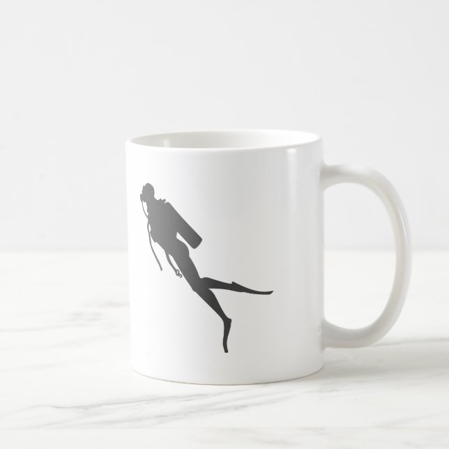 Black silhouette scuba divers coffee mug (Right)