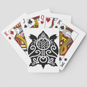 Black Silhouette Snapper Turtle Playing Cards