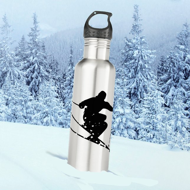 Black Silhouette Snow Skier Personalised 710 Ml Water Bottle (Creator Uploaded)