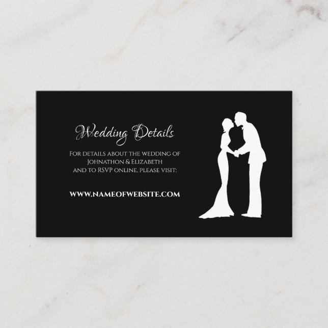 Black Silhouette Wedding Details Enclosure Card (Front)