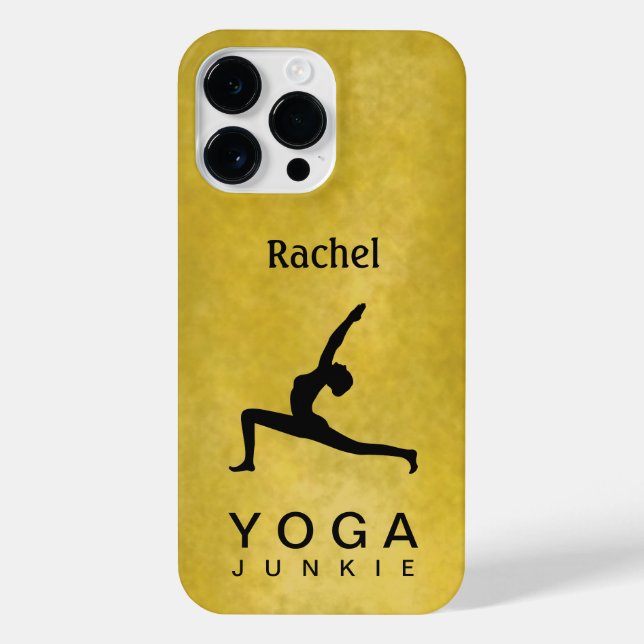 Black Silhouette Yoga Warrior Pose Woman Zazzle iPhone Case (Back)