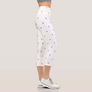 Black Silhouettes of Coconut Trees and Aliens Capri Leggings