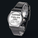 Black Silicone Watch Custom Gifts for Him<br><div class="desc">Custom Gifts for Him personalised Black Silicone Watch. Upload logo,  photo,  image,  design and add your own text to make your own personalised birthday,  Christmas,  Father's Day,  Valentine's Day celebration,  office gifts for him (man,  men,  husband,  boyfriend,  father,  dad,  young man,  son).</div>