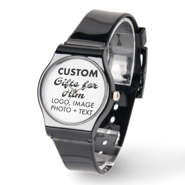 Black Silicone Watch Custom Gifts for Him (Angle)
