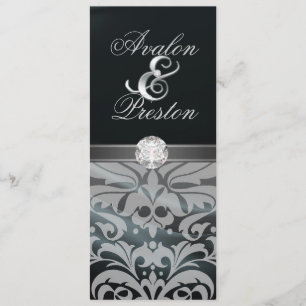 Black Silk Diamond Damask Wedding Invitation