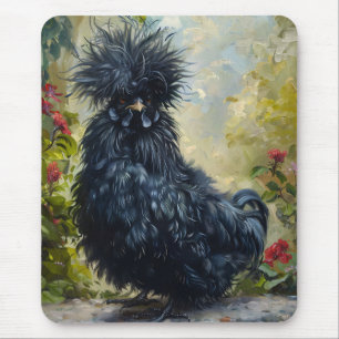 Black Silkie Chicken Painting Mouse Pad