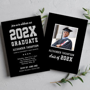 Black Silver 2026 Graduate Photo Party Invitation