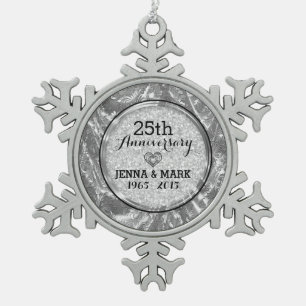 Black & Silver 25th Wedding Anniversary Ornament