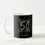 Black silver 50th birthday modern elegant coffee mug<br><div class="desc">Black silver 50th birthday modern elegant typography birthday gift or party favour</div>