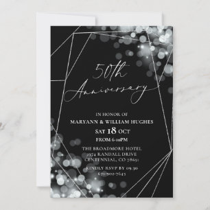 Black & Silver 50th Wedding Anniversary  Invitation