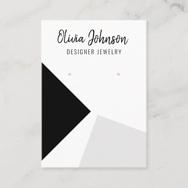 Black Silver Abstract Jewellery Earring Display  Business Card (Front)