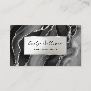 Black Silver Agate Business Card