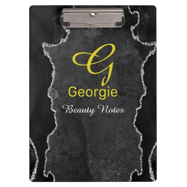 Black & Silver Agate Clipboard (Front)