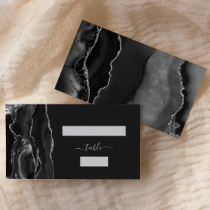 Black Silver Agate Wedding Escort Place Card
