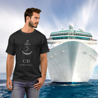 Black silver anchor sailor cruise monogram name
