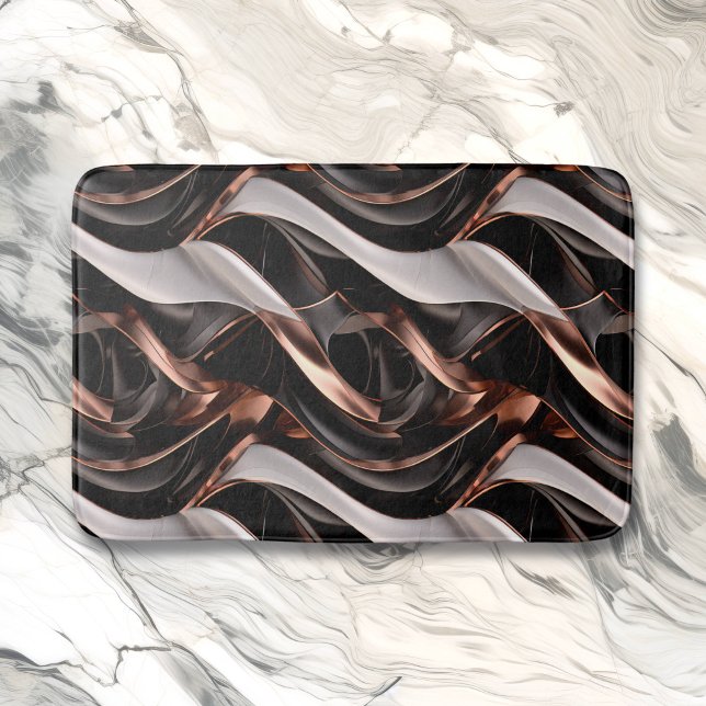 Black, Silver and Copper Abstract 3D Effect Bath Mat (Creator Uploaded)